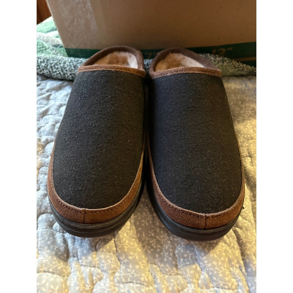 Cole Haan Scuff Slipper Mens 7 Womens 9 Brown Charcoal Faux Fur Lined Mules NWT